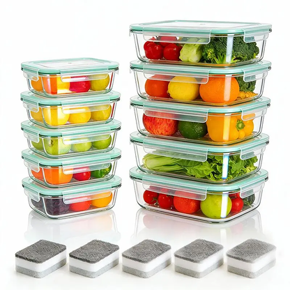 8/10-Piece Borosilicate Glass Food Storage Containers with Airtight Lids