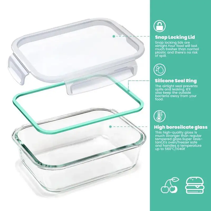8/10-Piece Borosilicate Glass Food Storage Containers with Airtight Lids