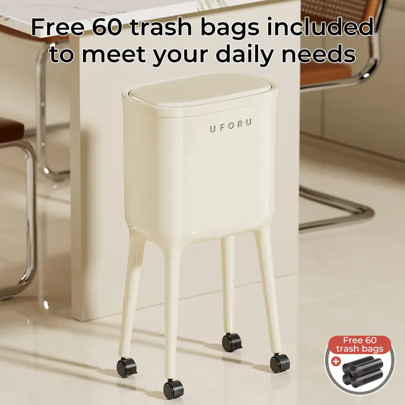 16L Rolling Trash Can with Odor-Proof Lid & Lockable Wheels