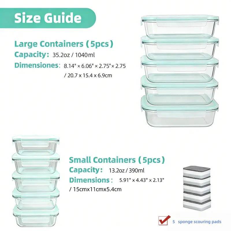 8/10-Piece Borosilicate Glass Food Storage Containers with Airtight Lids