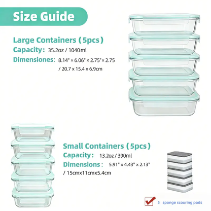8/10-Piece Borosilicate Glass Food Storage Containers with Airtight Lids