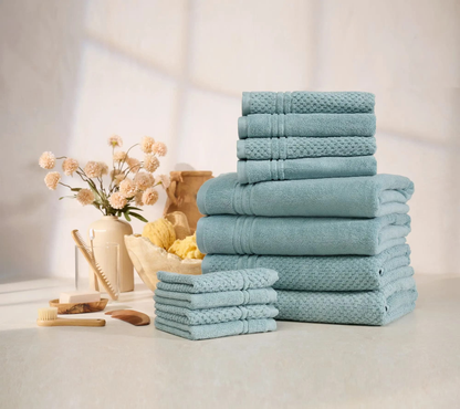 100% Cotton Bath Towel Set Solid and Textured Towels