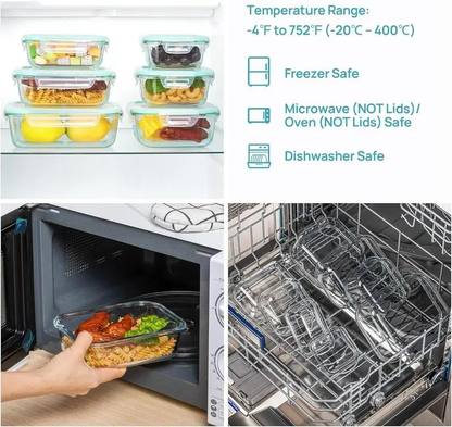 8/10-Piece Borosilicate Glass Food Storage Containers with Airtight Lids