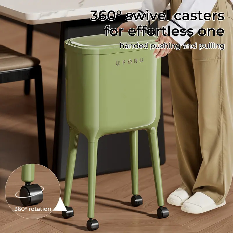 16L Rolling Trash Can with Odor-Proof Lid & Lockable Wheels