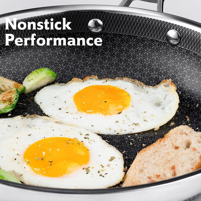 10-Piece Hybrid Stainless Steel Cookware Set – Nonstick Pots & Pans with Lids