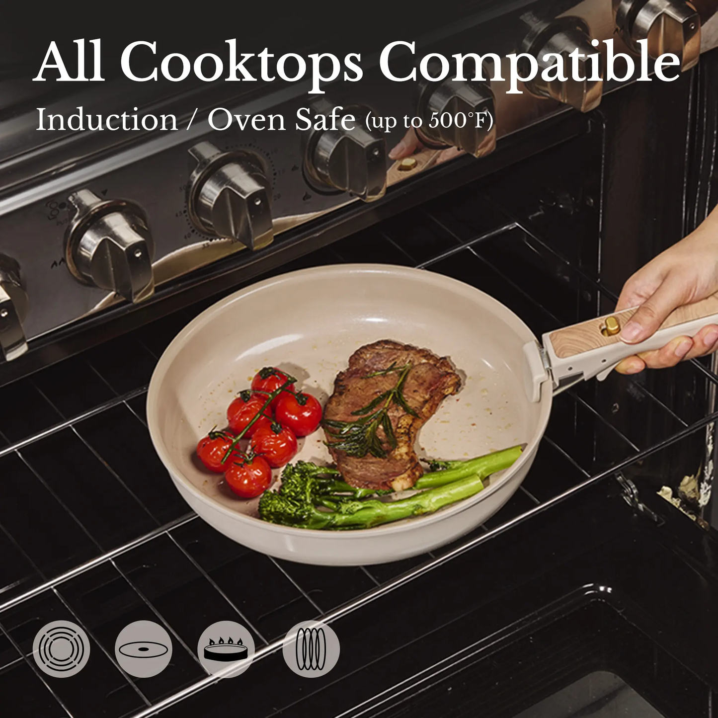 19-Piece Nonstick Ceramic Cookware Set with Detachable Handle