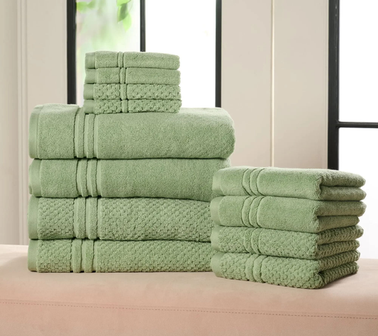 100% Cotton Bath Towel Set Solid and Textured Towels