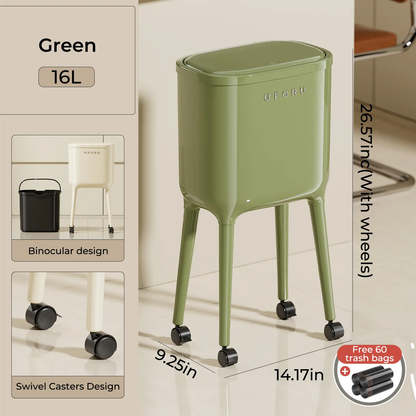 16L Rolling Trash Can with Odor-Proof Lid & Lockable Wheels
