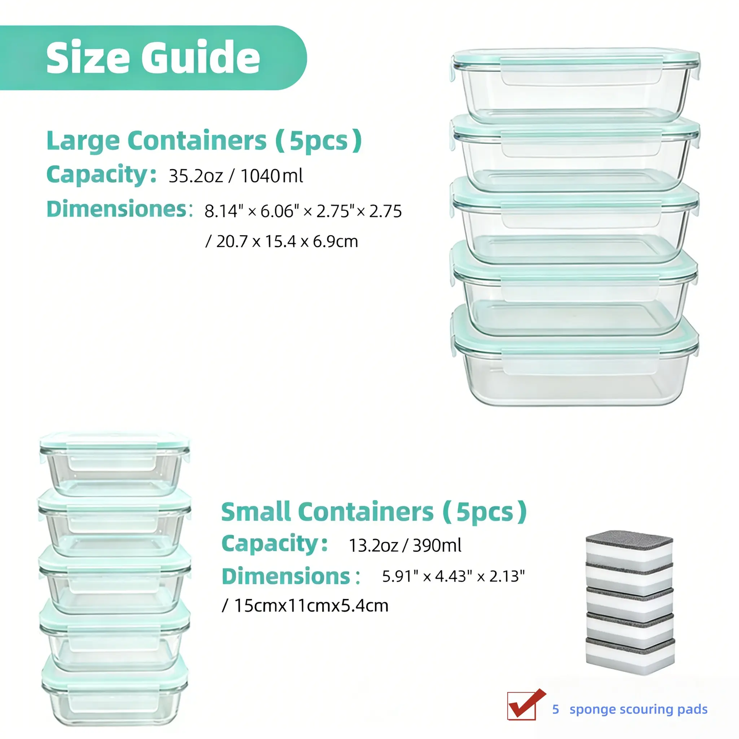 8/10-Piece Borosilicate Glass Food Storage Containers with Airtight Lids