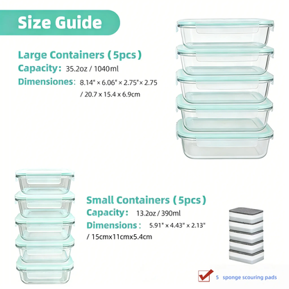 8/10-Piece Borosilicate Glass Food Storage Containers with Airtight Lids