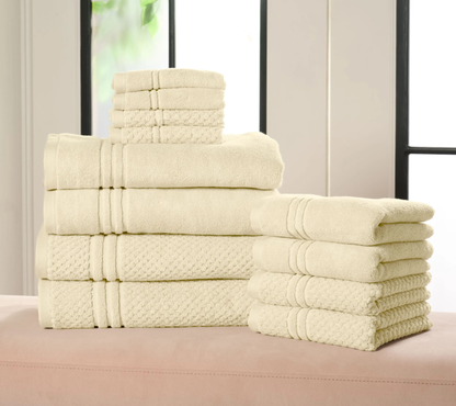 100% Cotton Bath Towel Set Solid and Textured Towels