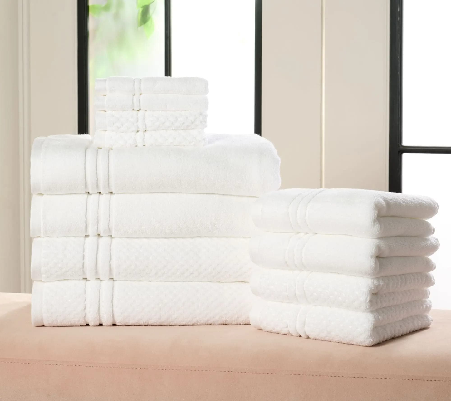100% Cotton Bath Towel Set Solid and Textured Towels