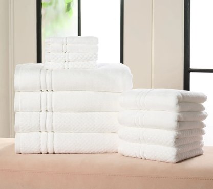 100% Cotton Bath Towel Set Solid and Textured Towels