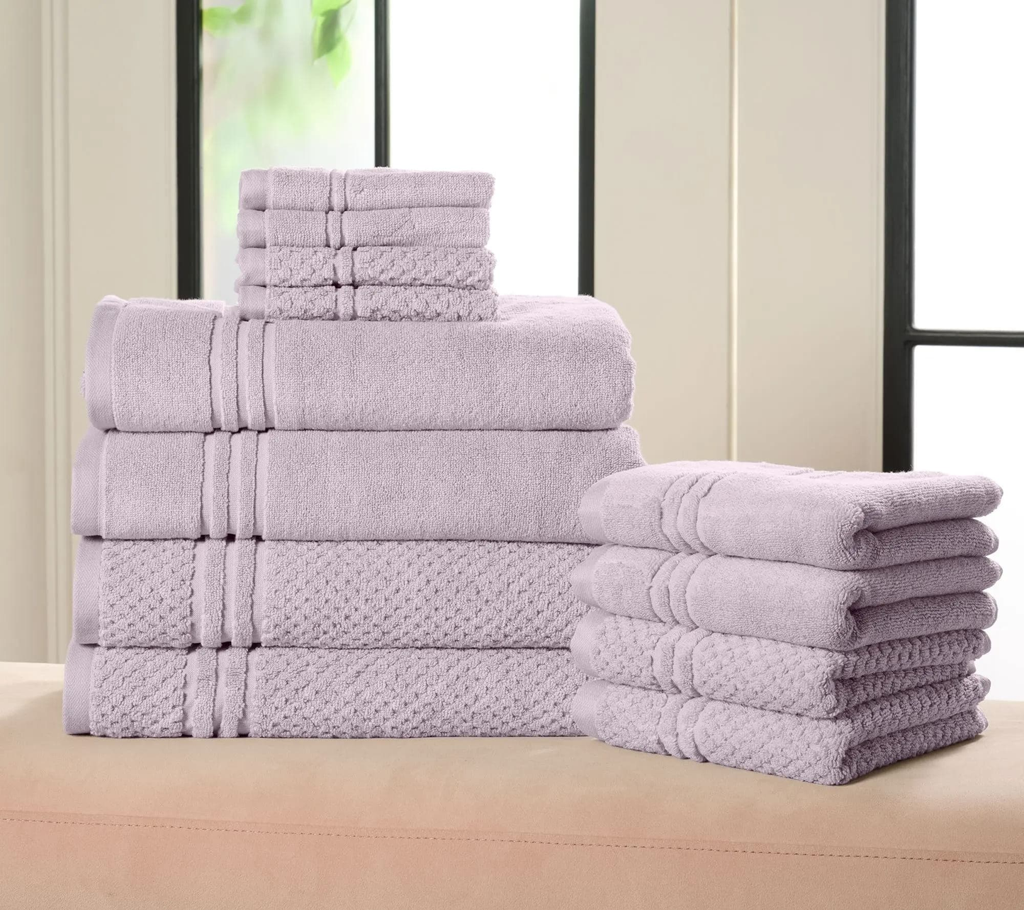 100% Cotton Bath Towel Set Solid and Textured Towels