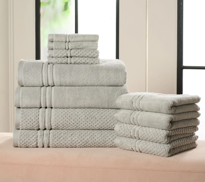 100% Cotton Bath Towel Set Solid and Textured Towels