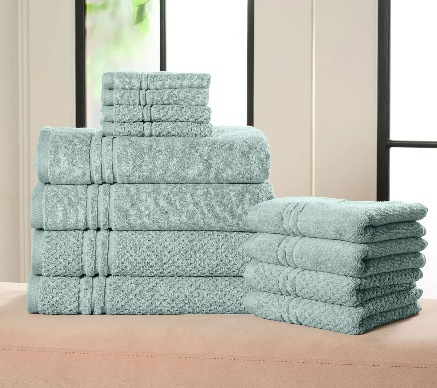 100% Cotton Bath Towel Set Solid and Textured Towels