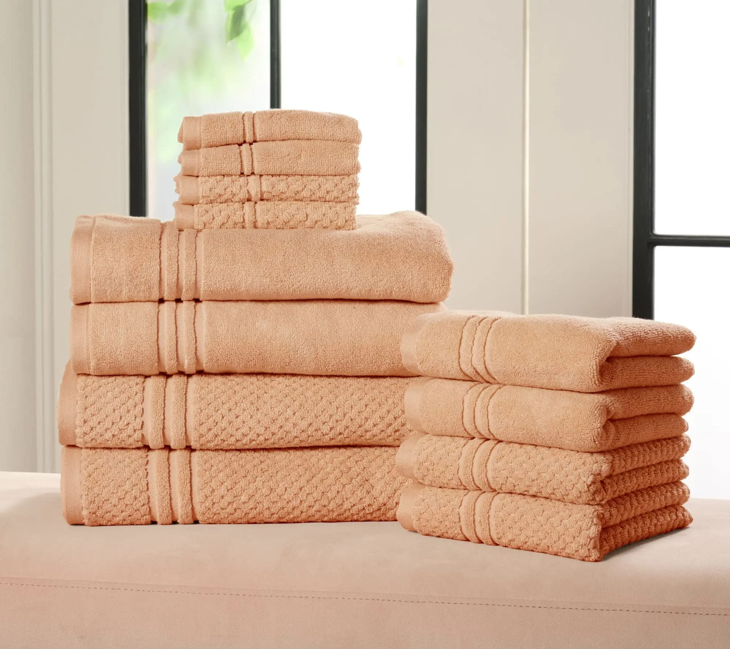 100% Cotton Bath Towel Set Solid and Textured Towels