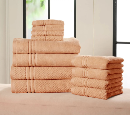 100% Cotton Bath Towel Set Solid and Textured Towels