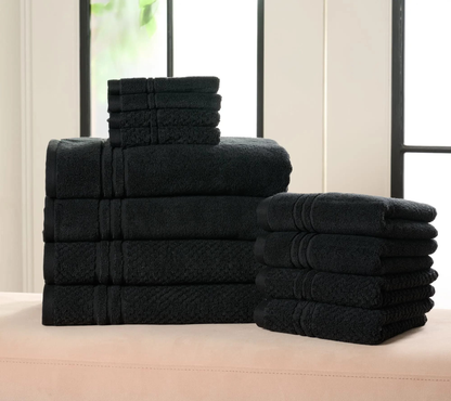 100% Cotton Bath Towel Set Solid and Textured Towels
