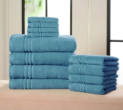 100% Cotton Bath Towel Set Solid and Textured Towels