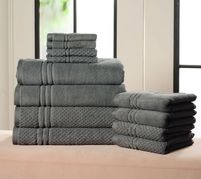 100% Cotton Bath Towel Set Solid and Textured Towels