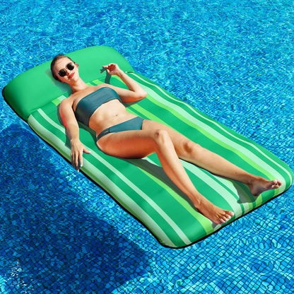 72" × 38" Oversized Pool Float for Adults – Fabric-Covered Inflatable Lounge Chair with Headrest, Cooling Water Pocket, Heavy-Duty 350 lb Capacity