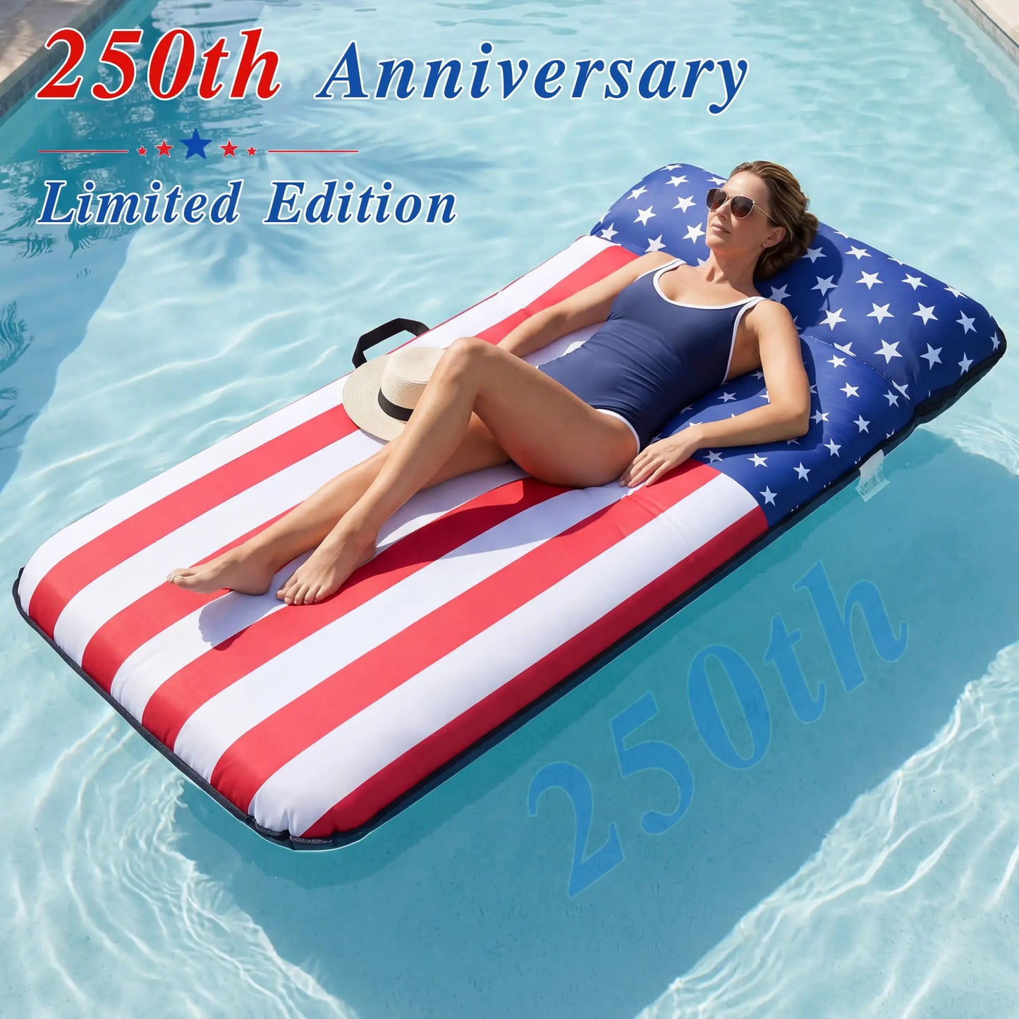 72" × 38" Oversized Pool Float for Adults – Fabric-Covered Inflatable Lounge Chair with Headrest, Cooling Water Pocket, Heavy-Duty 350 lb Capacity
