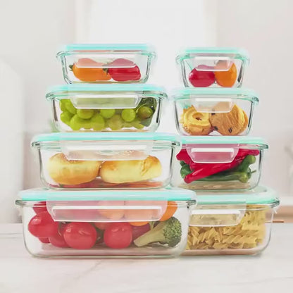 8/10-Piece Borosilicate Glass Food Storage Containers with Airtight Lids