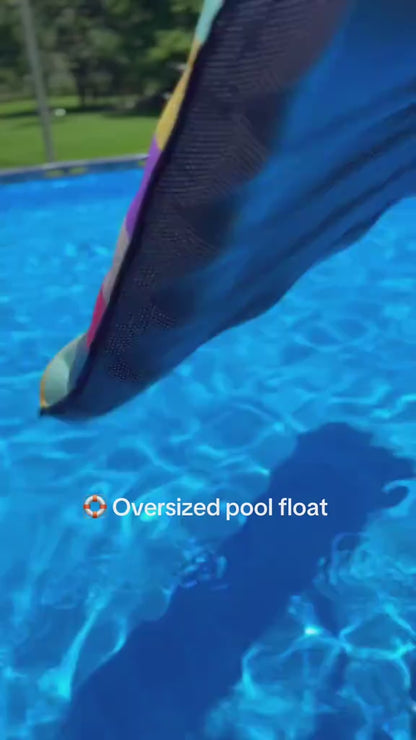 72" × 38" Oversized Pool Float for Adults – Fabric-Covered Inflatable Lounge Chair with Headrest, Cooling Water Pocket, Heavy-Duty 350 lb Capacity